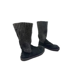 UGG Australia Cambridge Knit Black Gray Suede Buckle Boots Women's EU 42 US 11